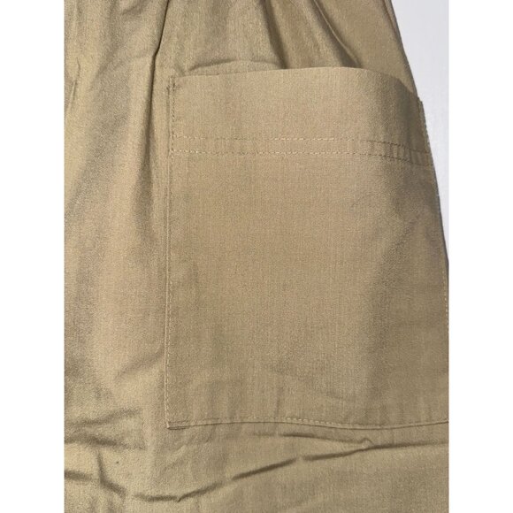 Vintage Liberated Lady Elastic Waist Khaki A-Line Midi Skirt With Snap Button Fr - Picture 5 of 7
